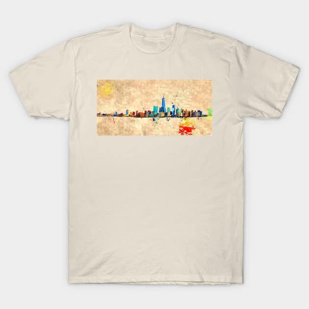 NYC Skyline Grunge T-Shirt by danieljanda